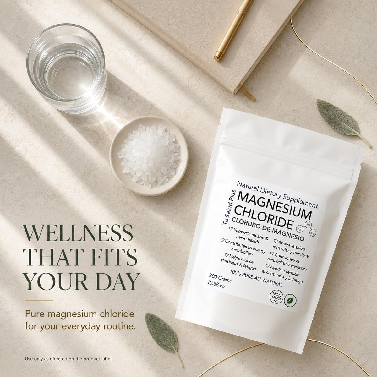 Magnesium Flakes 300g – Cloruro de Magnesio Puro, Pure Magnesium Chloride Flakes for Bath, Relaxation, Muscle &amp; Skin Care
