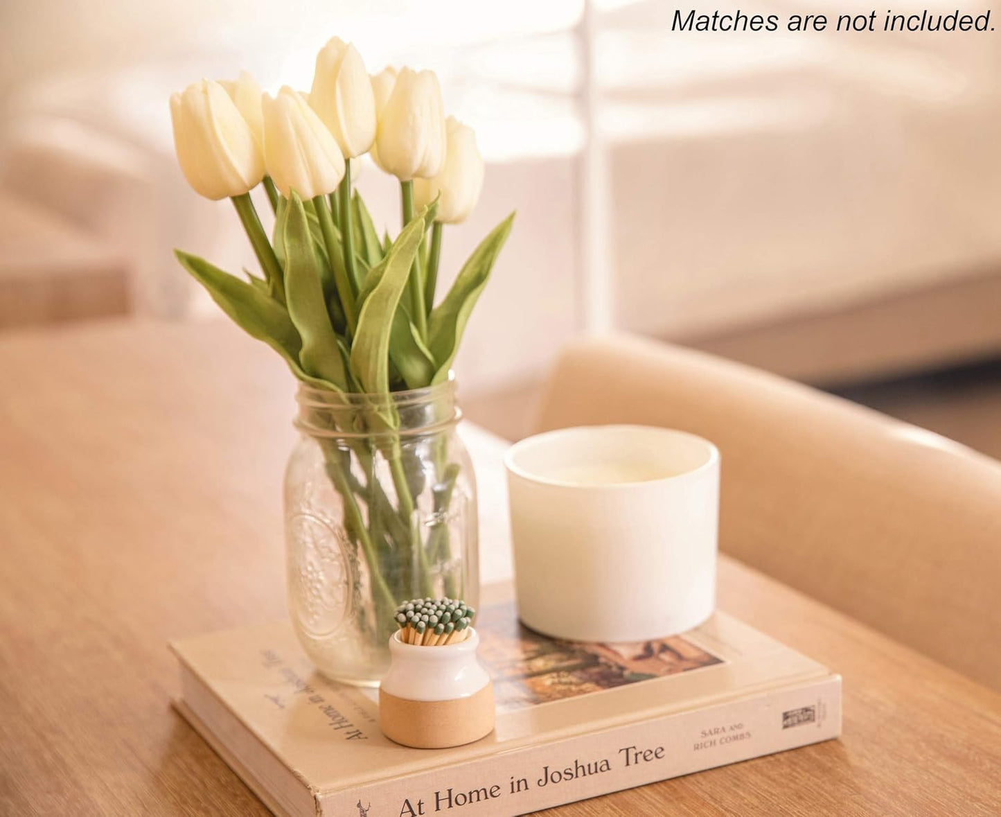Demi's Home Match Striker - Set of 2 - White - (Matches Not Included) - Ceramic Match Holder with Striker