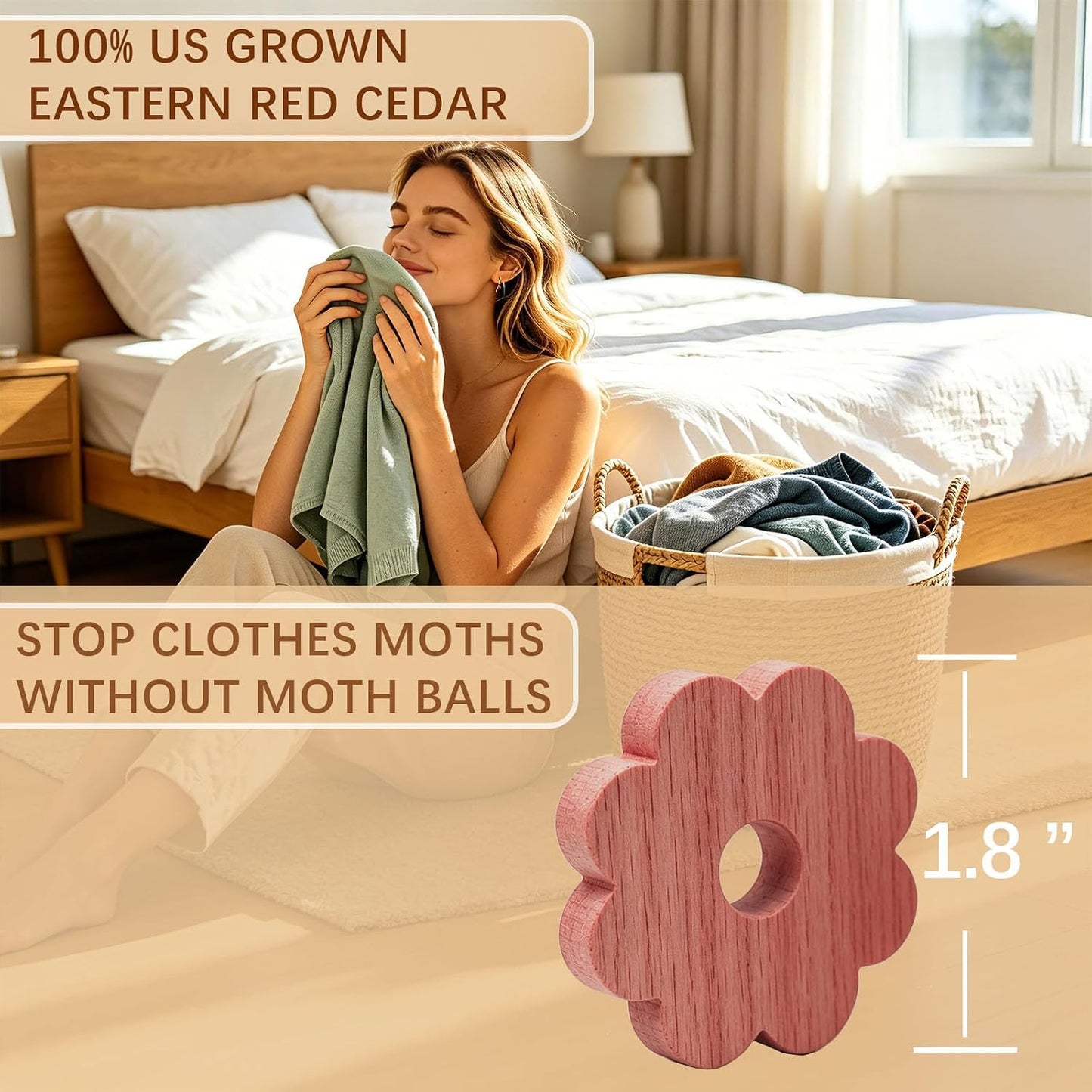 Cedar Blocks for Clothes Storage, 50 Pack 100% Natural Cedar Rings for Wardrobe Closet,Aromatic Scent Cedar Rings for Clothes Storage, Closets Clothes Hangers and Drawers
