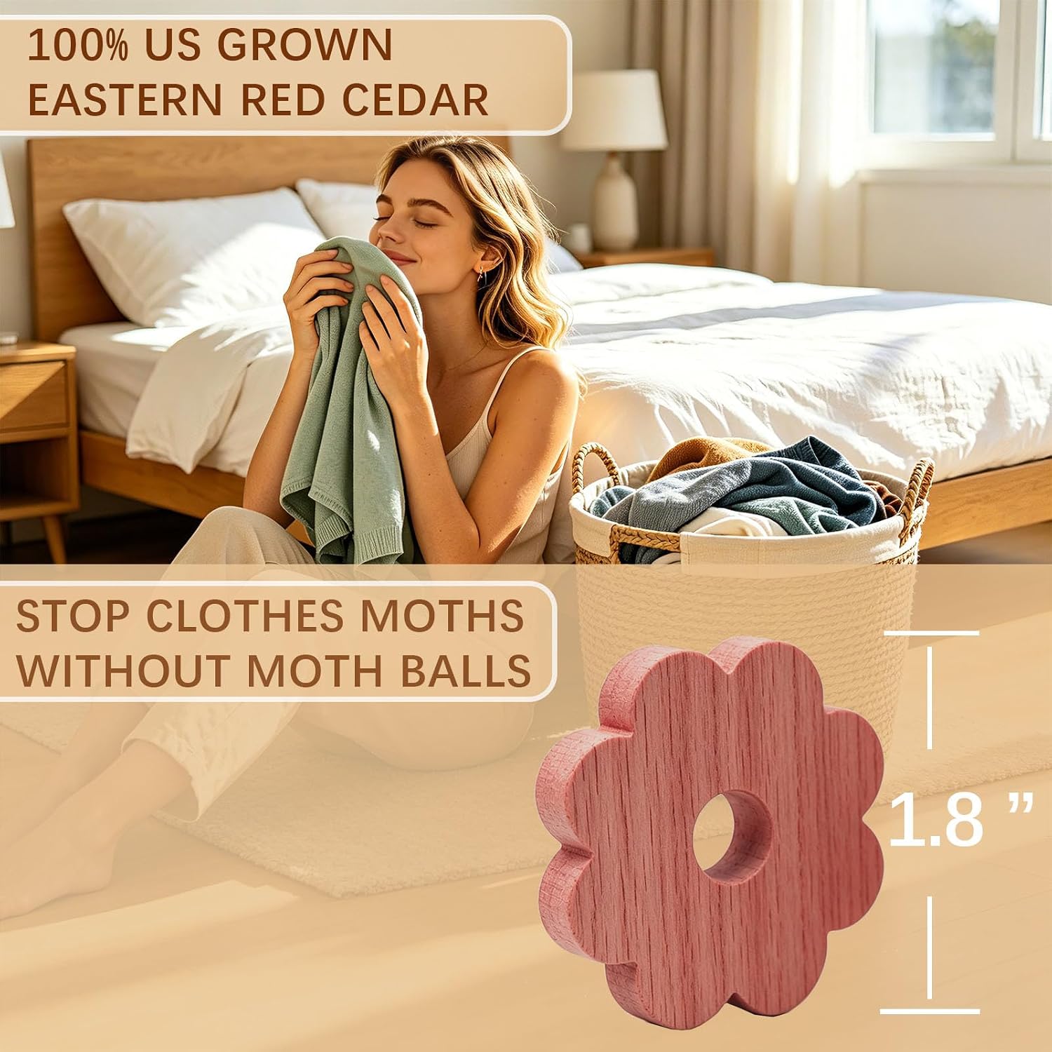 Cedar Blocks for Clothes Storage, 50 Pack 100% Natural Cedar Rings for Wardrobe Closet,Aromatic Scent Cedar Rings for Clothes Storage, Closets Clothes Hangers and Drawers
