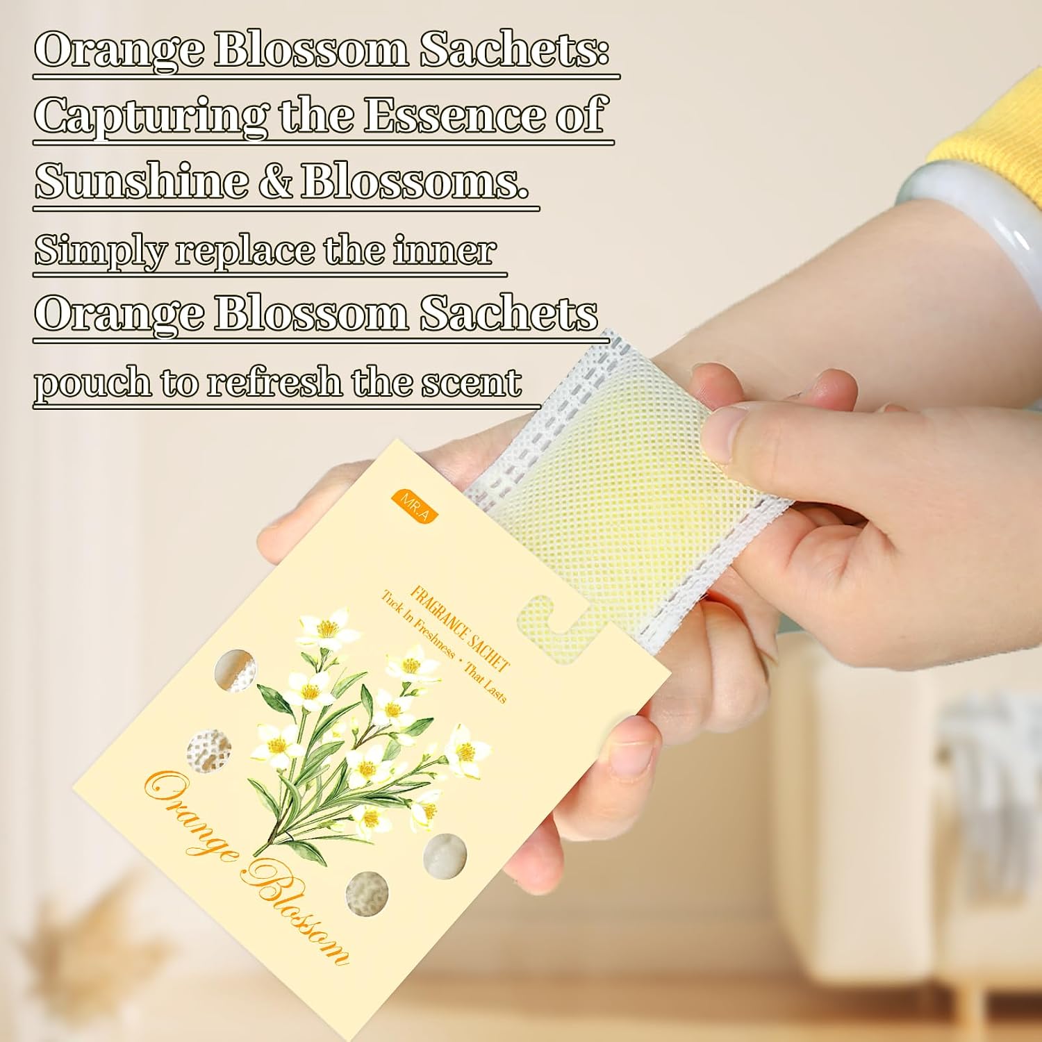 13 Packs Orange Blossom Scented Sachets for Drawer and Closet, Long-Lasting Car Air Freshener Sachet Bags, Drawer deodorizers Fresh Scents, Fragrance Bedroom Essentials
