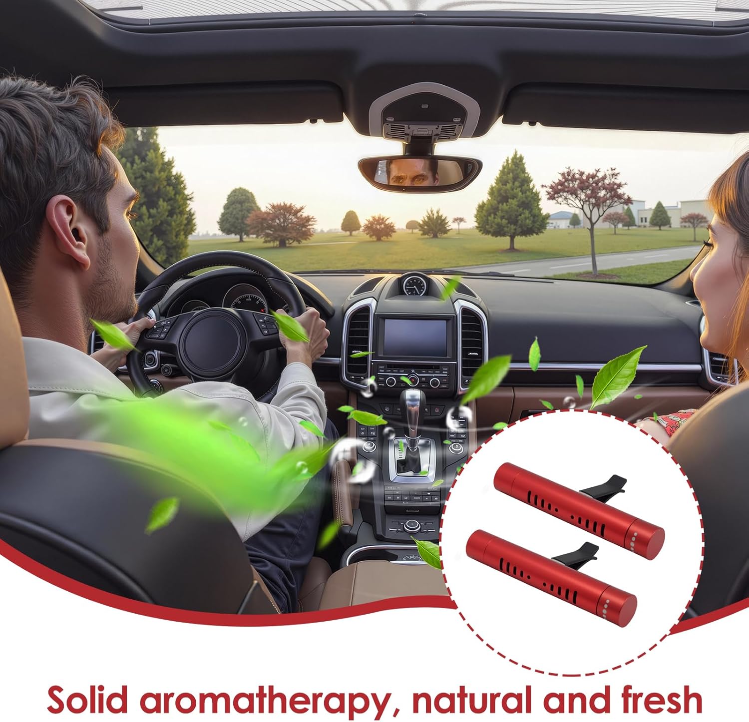2 Pack Car Essential Oil Diffuser Vent Clip, Aluminum Essential Oil Car Diffuser Kit with 12 Pcs Odorless Sticks, Vent Clip for Cars, Office, Kitchen (Red, 2 Pcs)