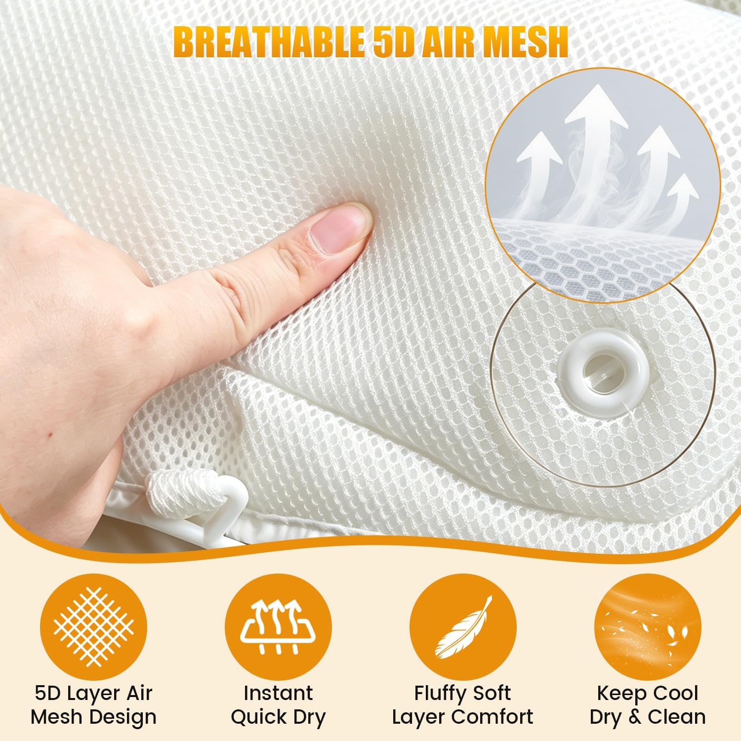 Bath Pillow for Tub, Ergonomic Neck Support Spa Bath Cushion | 4D Hollow Air Mesh,Quick-Dry & Breathable,ergonomic head neck support,6 heavy-duty suction cups for home spa tub soak
