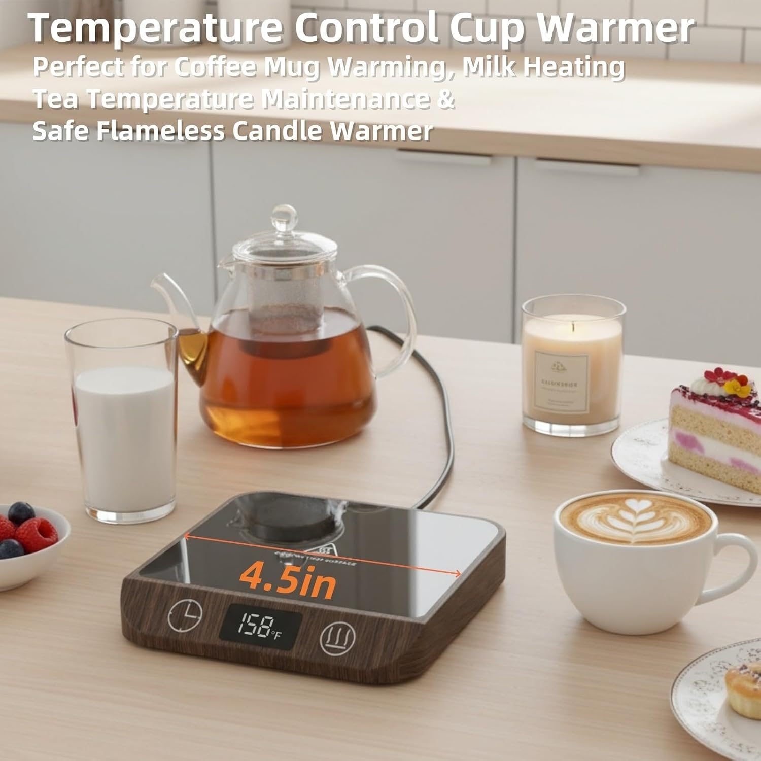 Coffee Mug Warmer & Candle Warmer 2-in-1, 6 Temps, 12-Hr Timer & Auto Shut-Off, 46W Electric Smart Cup Warmer for Desk, Coffee Gifts for Women Men & Home Office