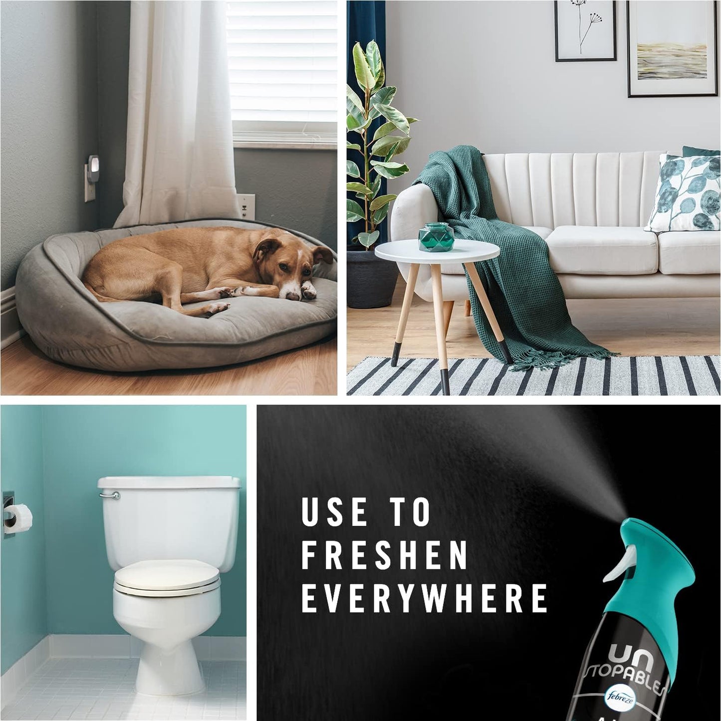 Febreze Air Mist Air Freshener Spray, Odor-Fighting Room Spray, Air Fresheners for Home and Bathroom and Kitchen, Aerosol Can, Unstopables Fresh Scent, Multicolor, 8.8oz (Pack of 3)