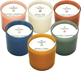Calyan Wax Co. Dignity Series Scented Candle Gift Set - 6 Scented Candles - 35 Hour Burn - Luxury Clean Soy Wax Candles - Long Lasting Colorful Ceramic Jar Candle for Home - 5.3oz