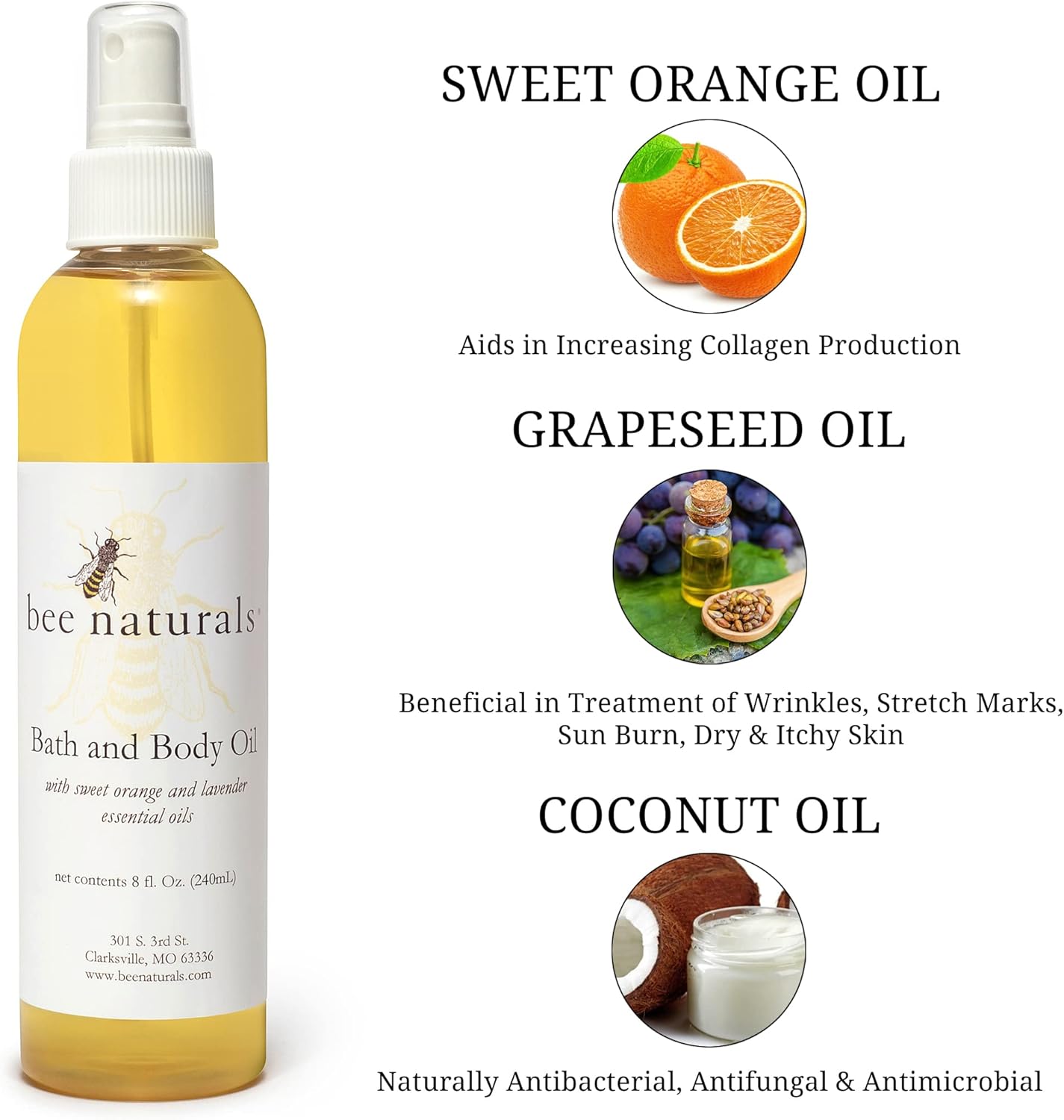 Bee Naturals, Bath & Body Oil, 8 fl oz