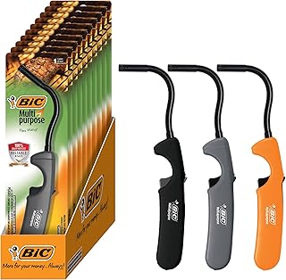 BIC Multi Purpose Lighter with Flexible Metal Wand, Classic Collection, Great Lighter for Candles, Grills and Fireplaces, 10 Count Pack of Lighters