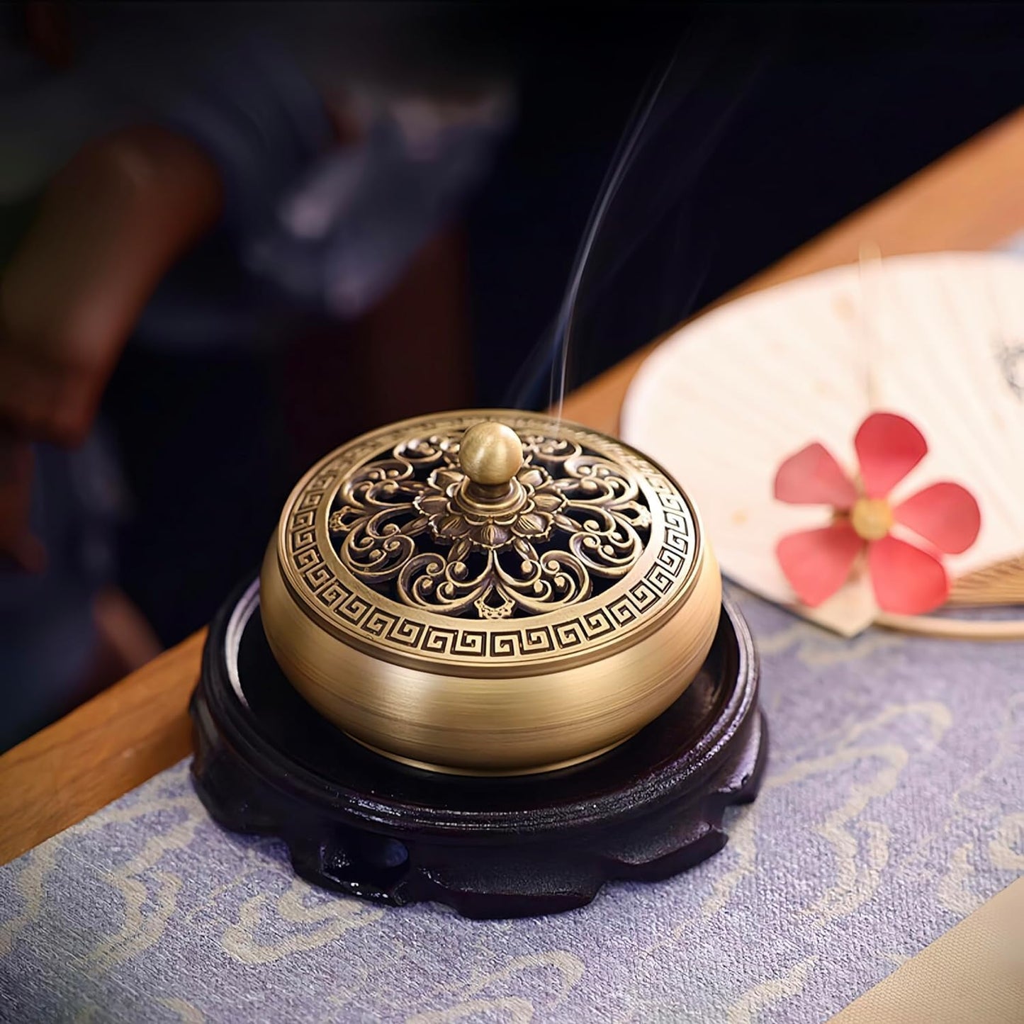 Incense Cone Holder, Pure Brass Incense Burner, Bakhoor Burner, Cone Incense Burner, Incense Holder for Bakhoor Sticks Coil Incense, Upgrade