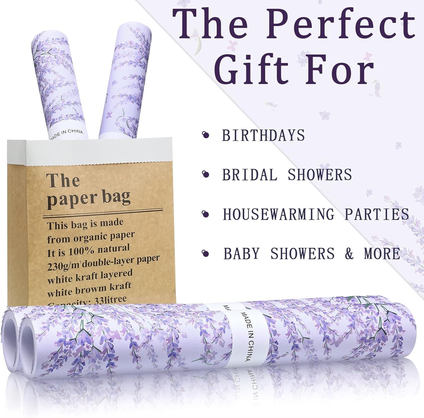 Thenshop 30 Sheets Floral Scented Drawer Liners 14 x 19.5 Inch Dresser Drawer Liner Shelf Non Adhesive Paper Sheets for Kitchen Cabinet Home Shelf Closet (Lavender)