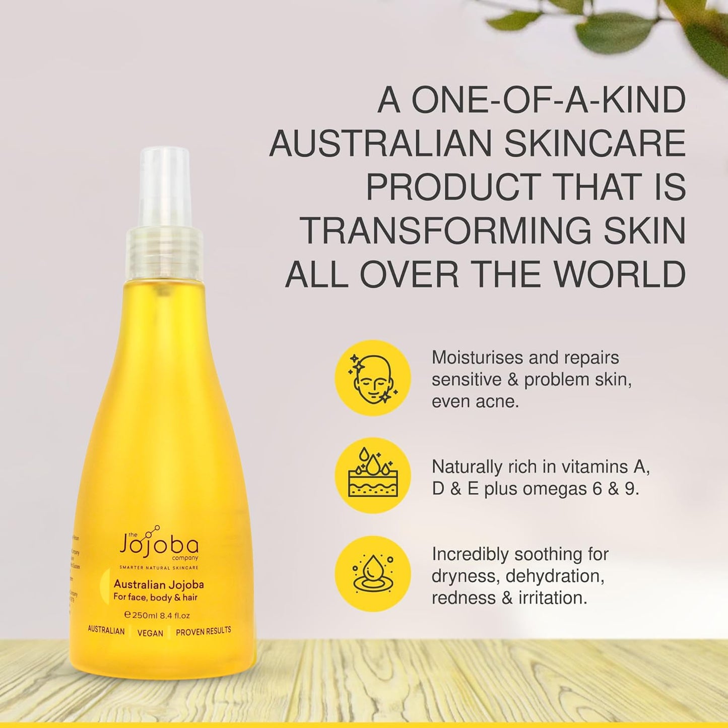 Jojoba 100% Pure Australian Oil 250ml – Cold-Pressed Natural Oil for Face, Hair & Body – Lightweight, Non-Greasy, Hypoallergenic Moisturizer – Sustainably Grown & Bottled in Australia (250ml)