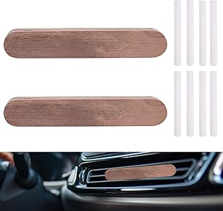 2pcs Wood Air Freshener Clips for Cars, Magnetic Car Air Vent Essential Oil Perfume Clip with 8 Unscented Absorbing Sticks Refillable Aroma Diffuser Base Holder for Auto Homes Offices Accessories