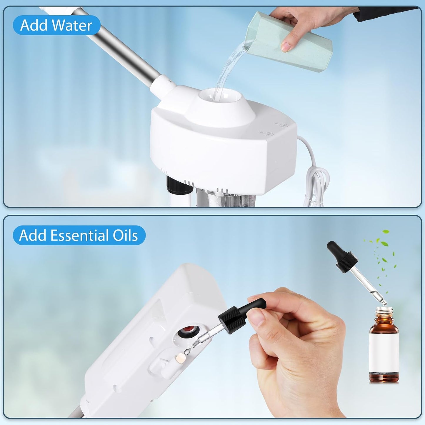 HomGarden Professional Facial Steamer, Hot Mist & Timer Function, Adjustable Height and Angle, Vaporizador Facial Professional Steamer On Wheels for Home Use & Spa Salon Skin Cleasning