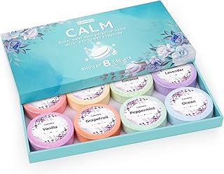 CalmNFiz Shower Steamers 8 Pack Set, Scented Shower Bombs Tablets in Box with 8 Fragrances, Fathers Day Gift for Dad, Self-Care & Relaxation Birthday Gifts for Women & Men, Mom, Wife, Friend