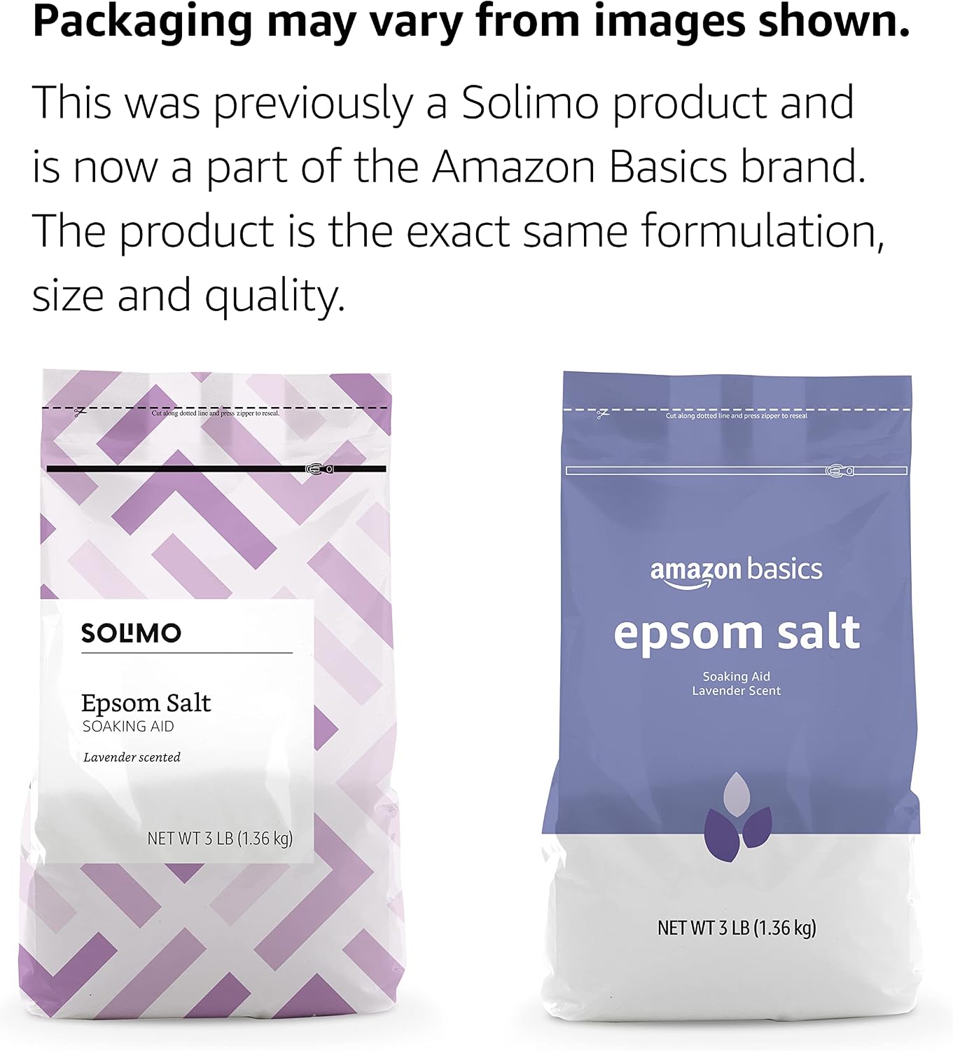 Amazon Basics Epsom Salt Soaking Aid, Lavender Scented, Relax & Relief, Resealable, 3 Pound, 1-Pack (Previously Solimo)