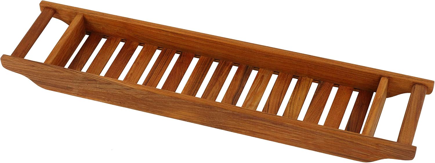 Bare Decor Vaske Natural Teak Wood Bathtub Caddy, 33" Wide