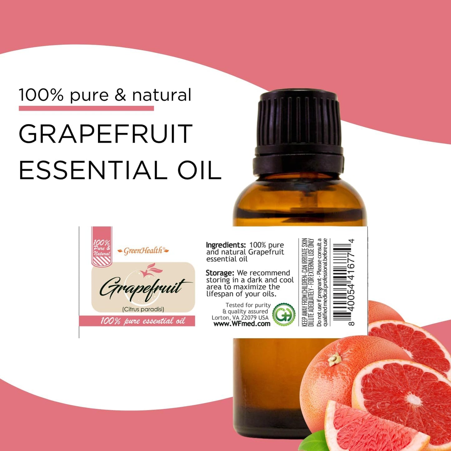 Grapefruit Essential Oil – 8 fl oz (237 ml) Aluminum Bottle w/Plug Cap – 100% Pure Essential Oil – GreenHealth