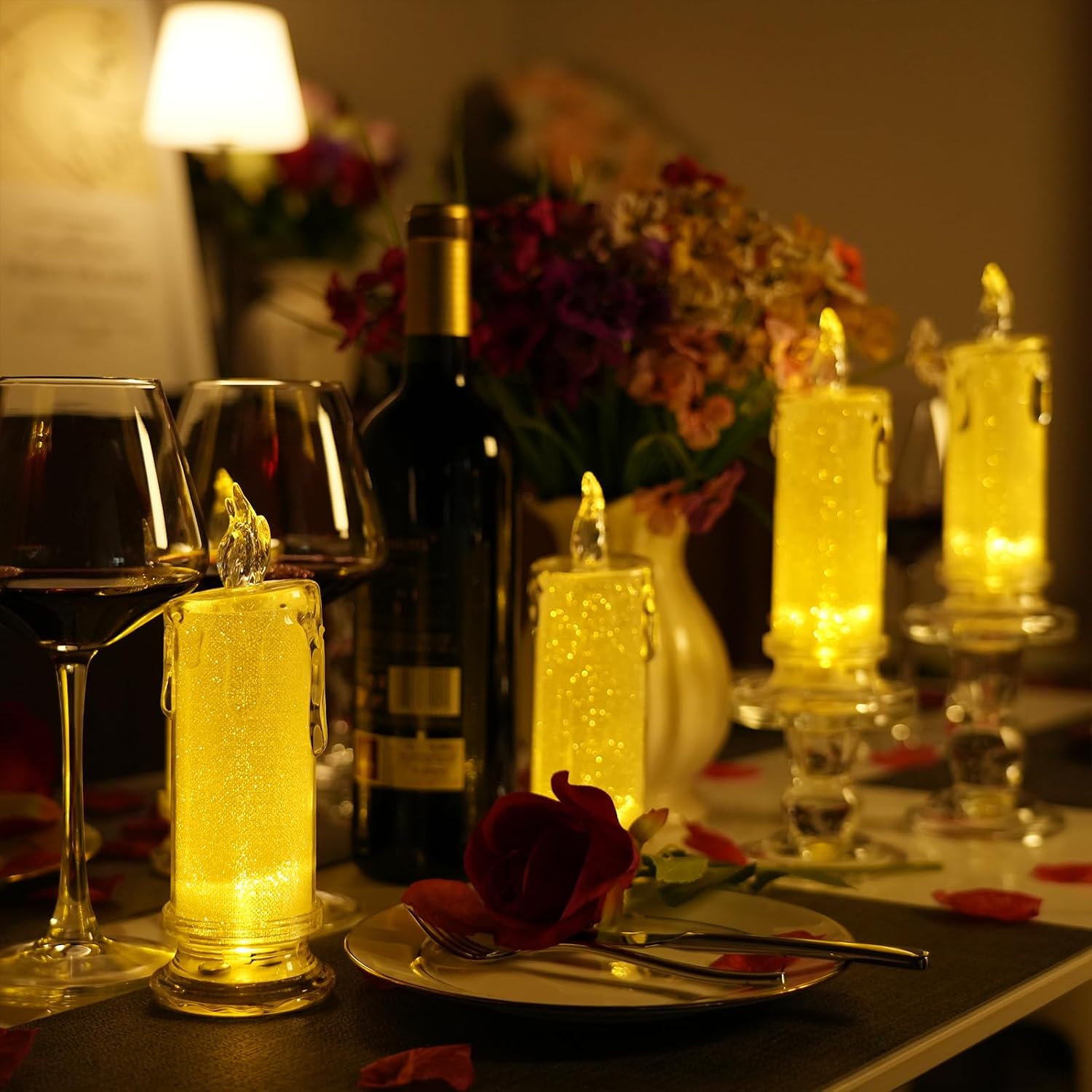 HAIDOLIANGE 6PCS Led Candles,Flameless Candles Battery Operated, Pillar Fake Candles,Velas Artificiales para Decoration for Valentine's Wedding Christmas Table Decorations (D2.5 x H7)