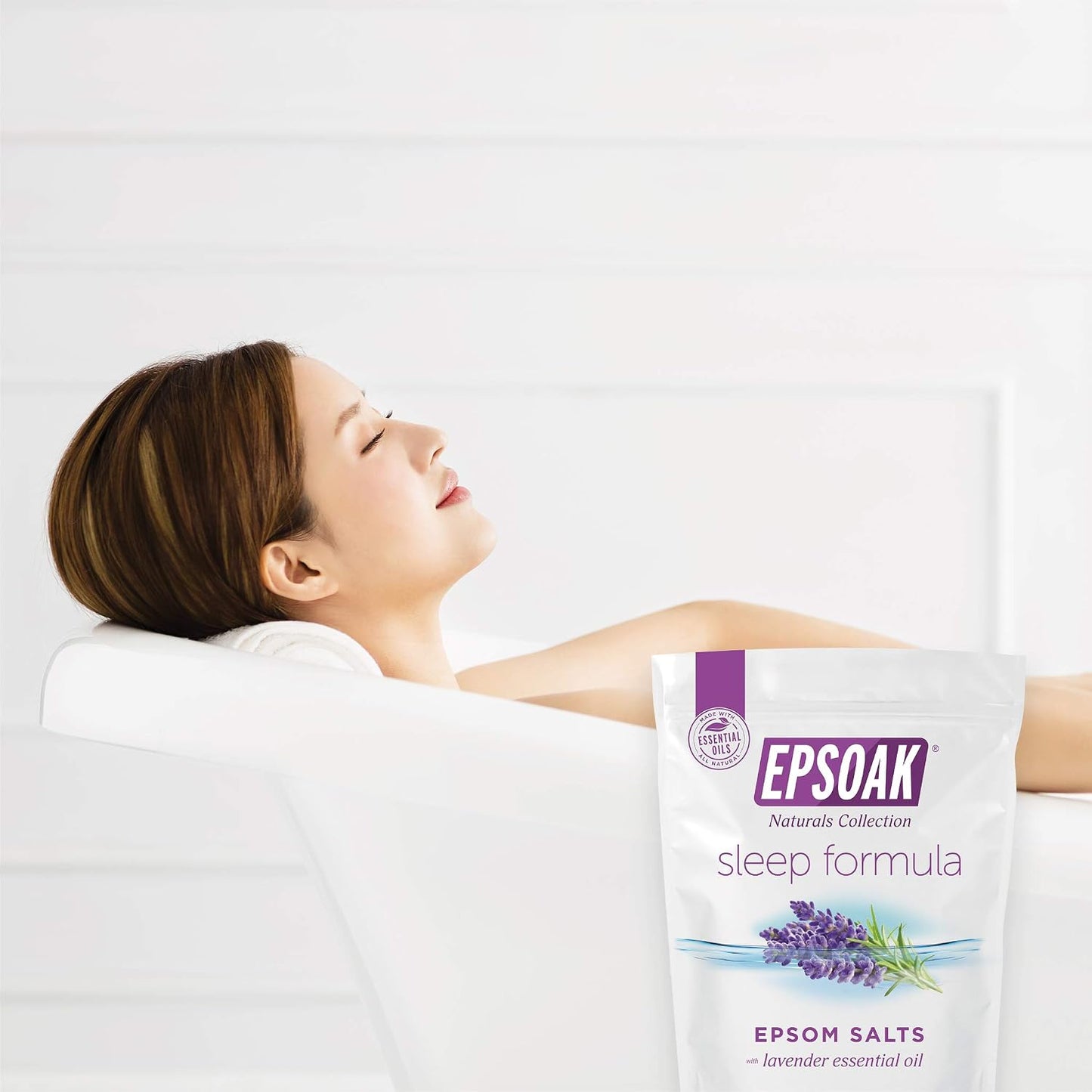 Epsoak Epsom Salt 2 lb. USP Magnesium Sulfate with Lavender Scent Resealable Epsom Salt Bag, Made in The USA, Cruelty-Free Certified