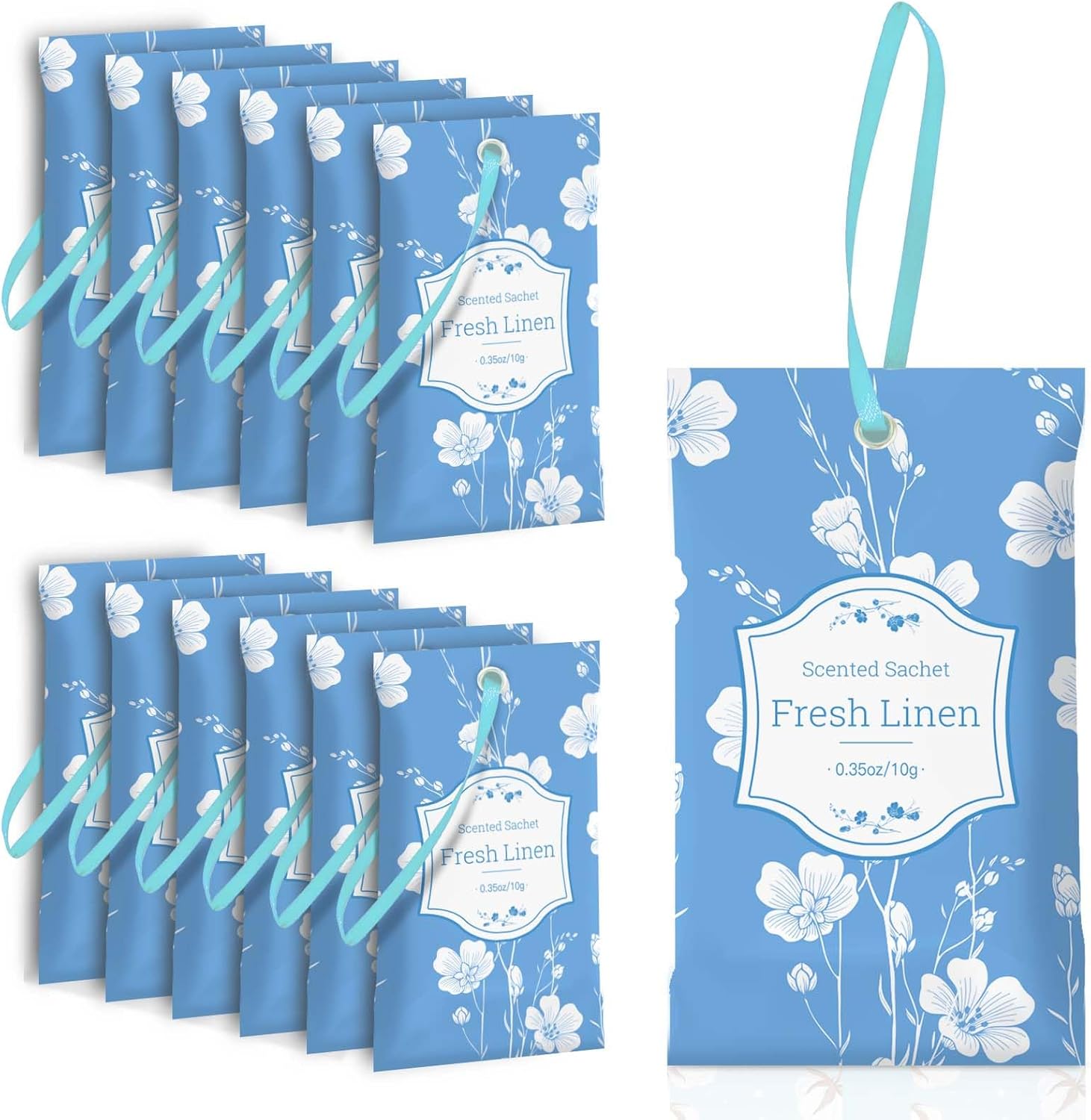 SCENTORINI Scented Sachets for Drawers and Closets, Fresh Linen Scent 14 Pack, Sachets Bags, Closet Freshener Sachet for Wardrobe, Cupboard, Luggage, Handbag, Suitcases