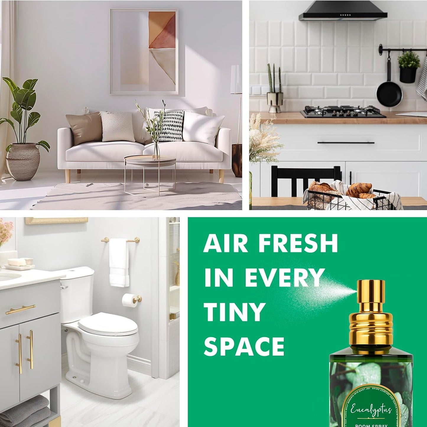 Eucalyptus Room Spray 2 Pack, 3.4oz/100ml Each – Long-Lasting Air Freshener & Odor Eliminator for Home, Bathroom, Bedroom & Office, Concentrated Room Spray