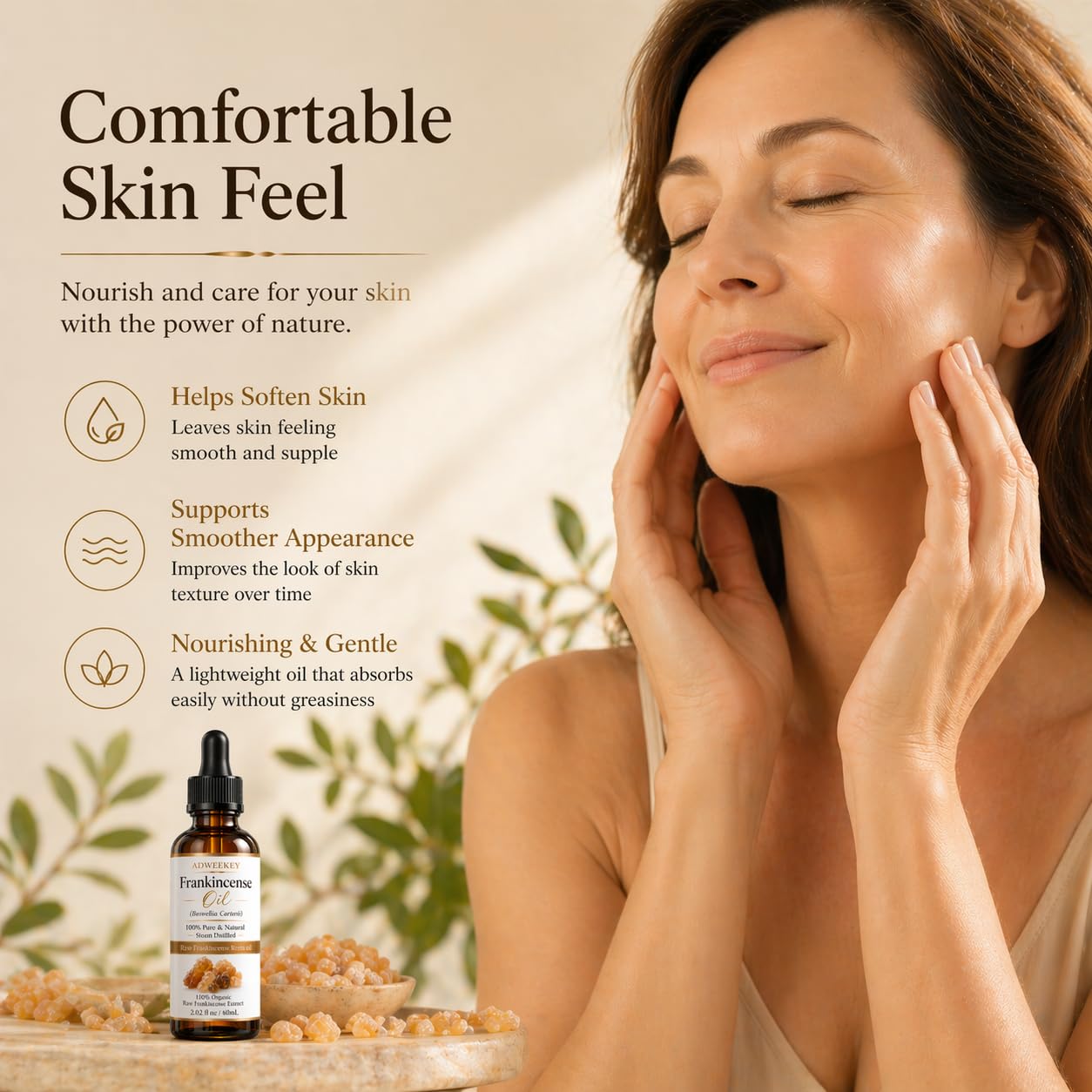 Frankincense Resin Oil for Face & Skin, 100% Pure & Natural, Steam Distilled Boswellia Carterii, Hydrating Face Oil for Women, Aromatherapy & Daily Skincare, 2.02 fl oz