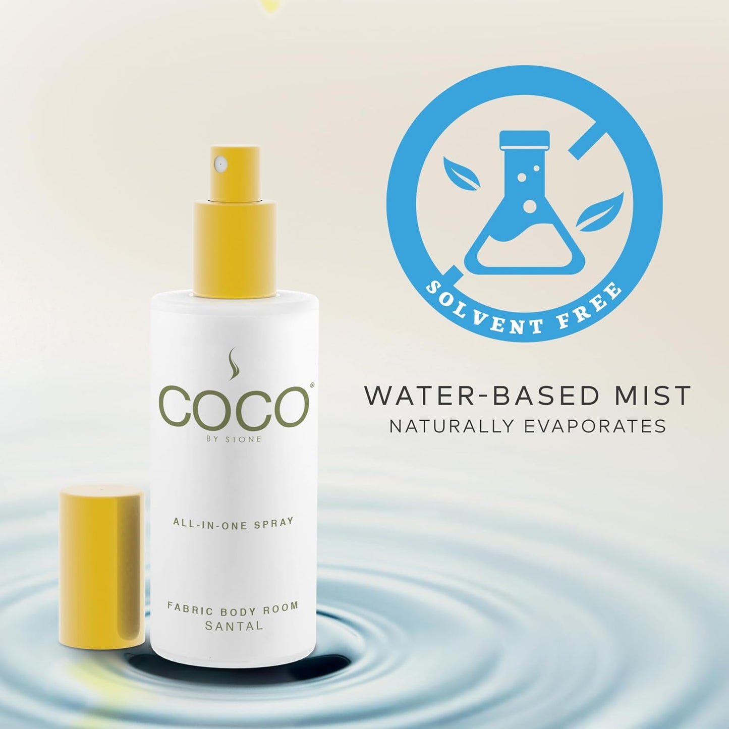 COCO by Stone 5oz All-in-One Spray (Santal) Shake & Spray Formula for Fabric, Pillows, Interiors, Clothing, Home Fragrance Accessories, Room Perfume, Room Deodorizer, Vegan & Cruelty-Free