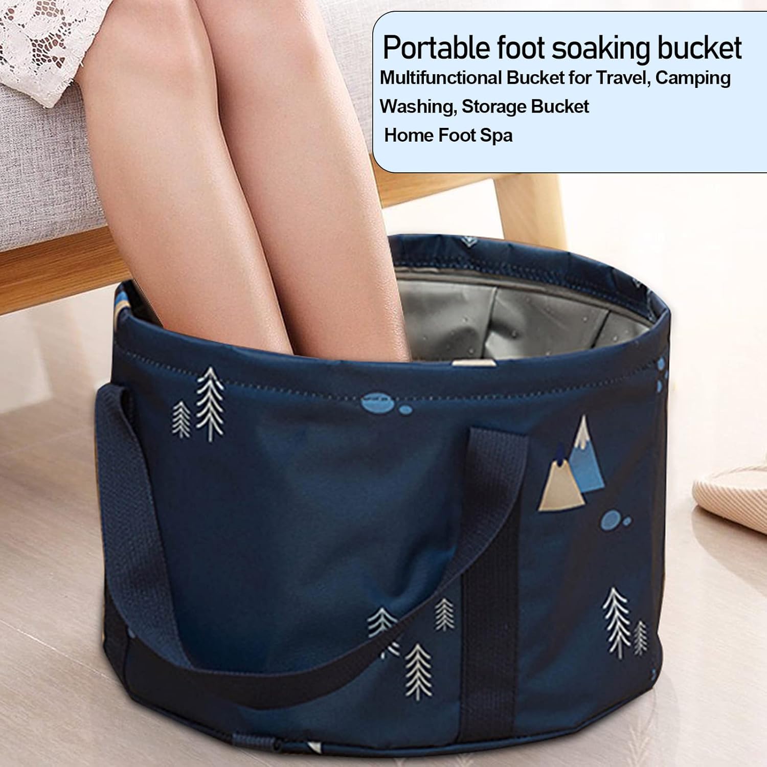 Multifunctional Collapsible Bucket for Soaking Feet, Portable Foot Bath Bag, Foot Spa Soaking Feet Home Pedicure Basin Outdoor Camping for Washing, Fishing Wait Handy Carrying Bag, Large