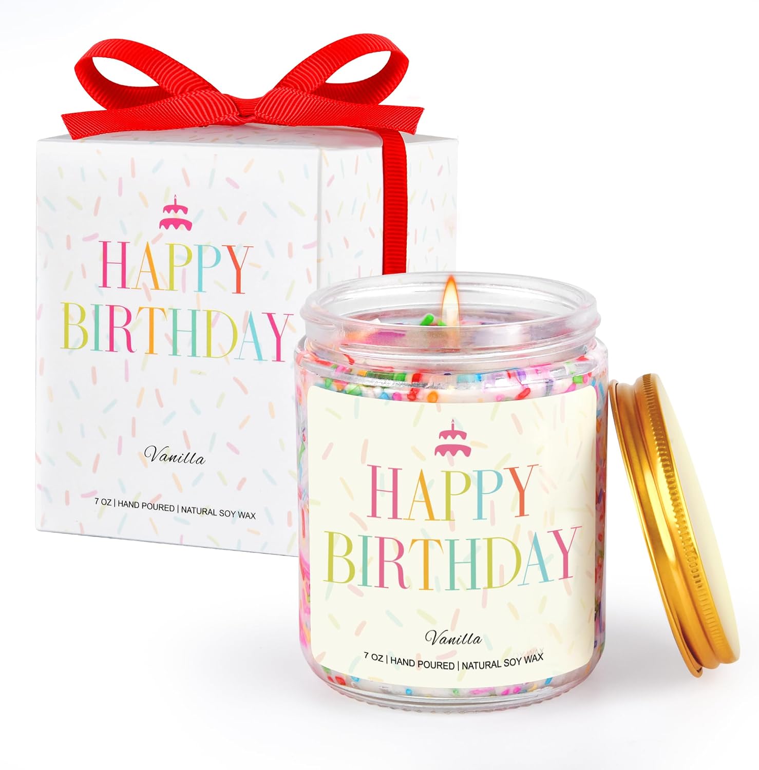 PHD CAKE Happy Birthday Candle - Birthday Gifts for Women, Men, Mom, Dad, Sister, Teacher, Friends, Natural Soy Wax Vanilla Scented Candles