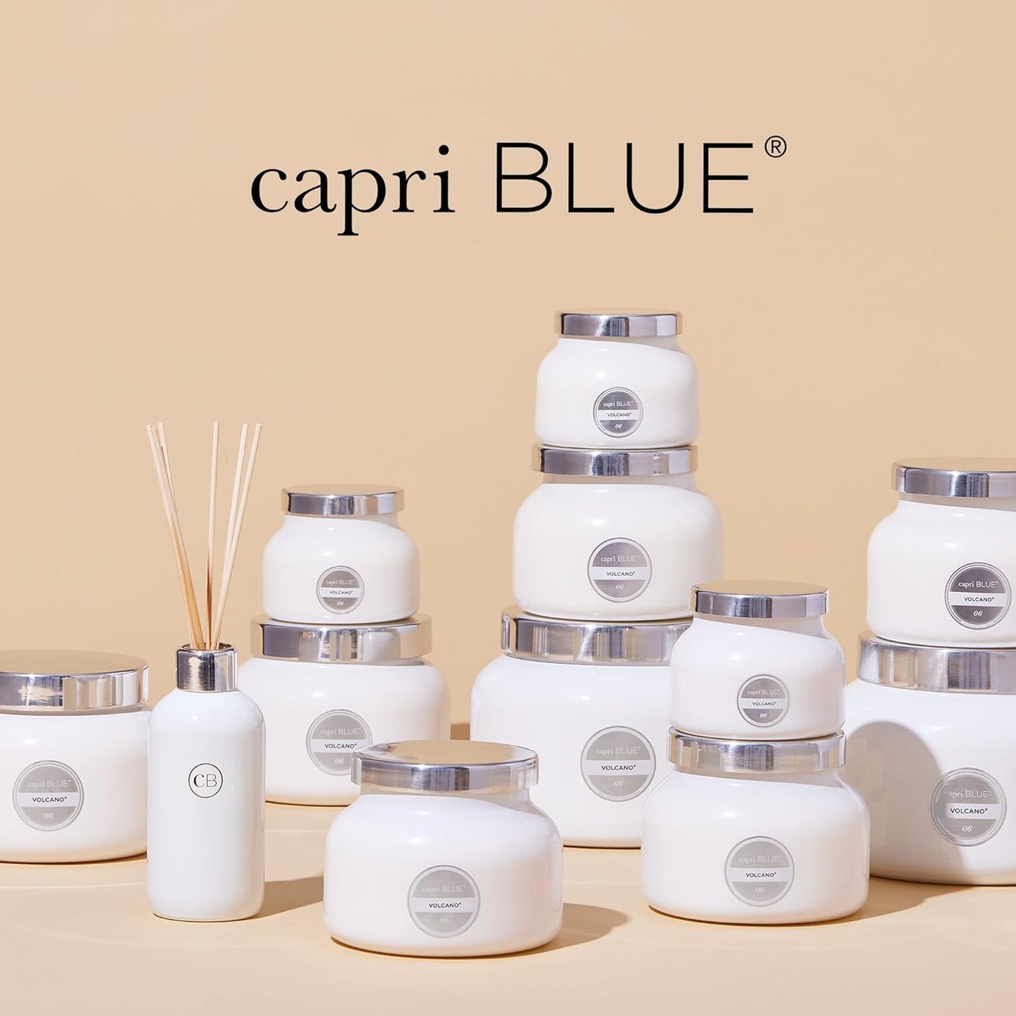 Capri Blue Volcano Reed Diffuser Set - Includes Reeds, Fragrance Oil, and Glass Bottle - Luxury Scented Reed Diffusers for Home Decor - Room Fresheners - White (8 fl oz)