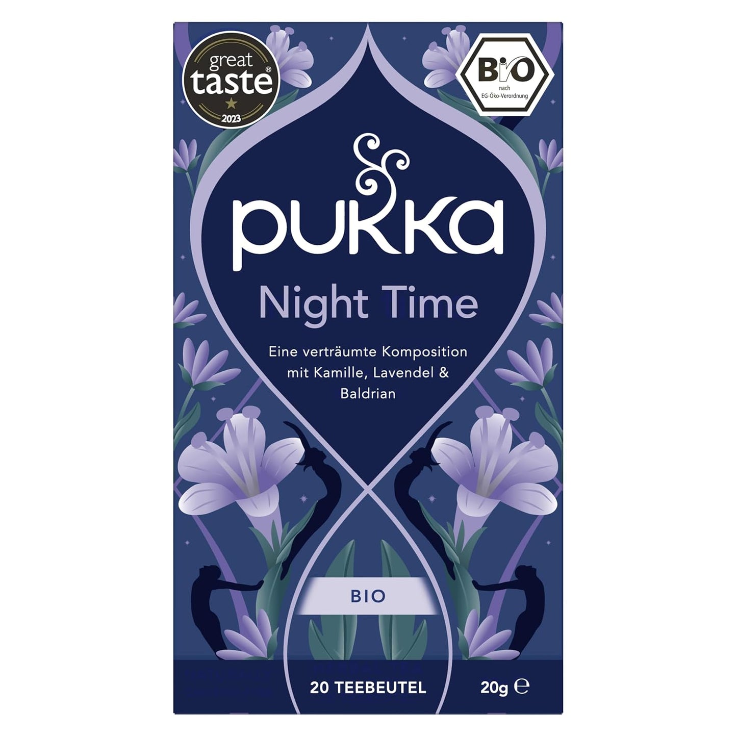 Pukka Herbal Teas Night Time Organic Oat Flower Lavender and Lime Flower Tea, 20g 20 Count