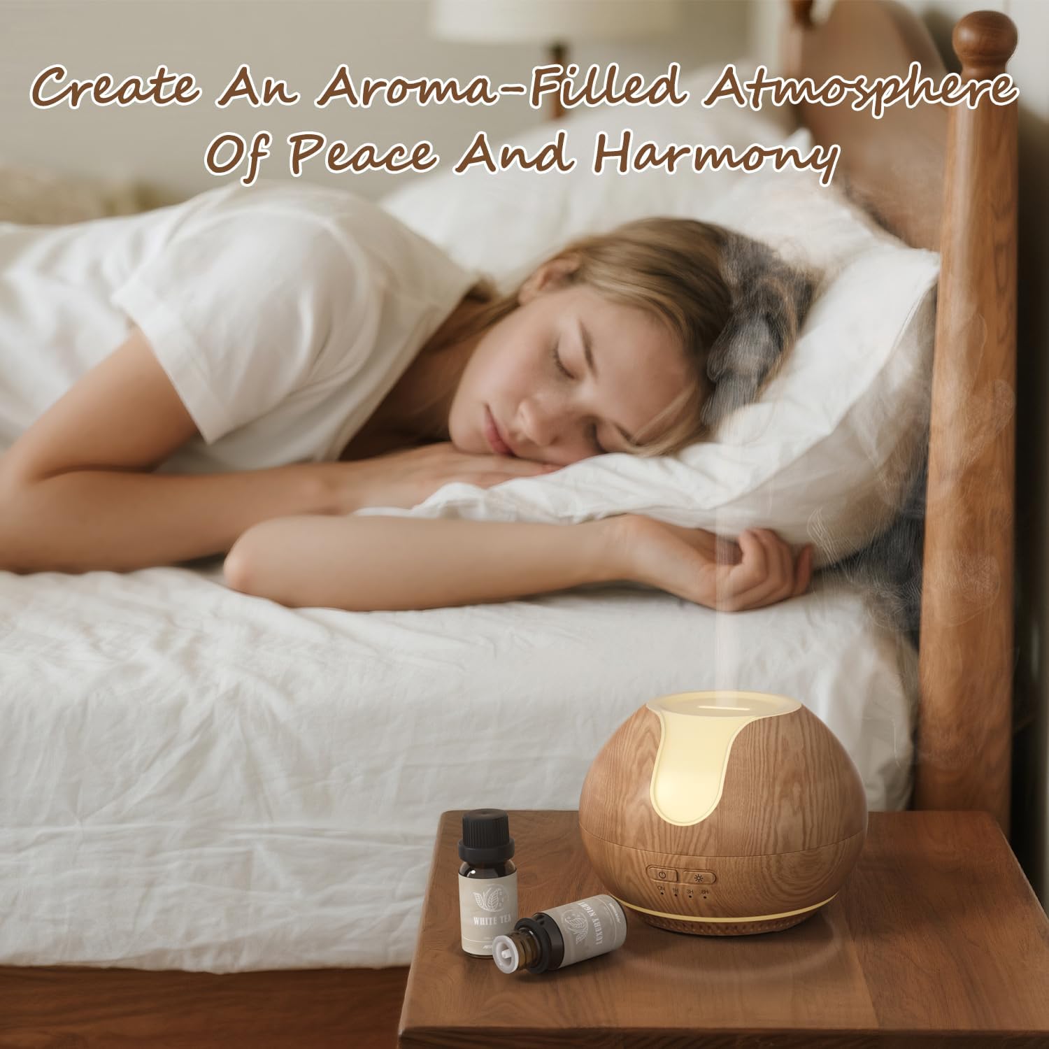 ARVIDSSON Essential Oil Diffuser 2 Pack, Ultrasonic Oil Diffusers for Home, Aromatherapy Diffuser with Mood Light, 200ml Diffuser for Essential Oils, Gift for Women - Wood Grain