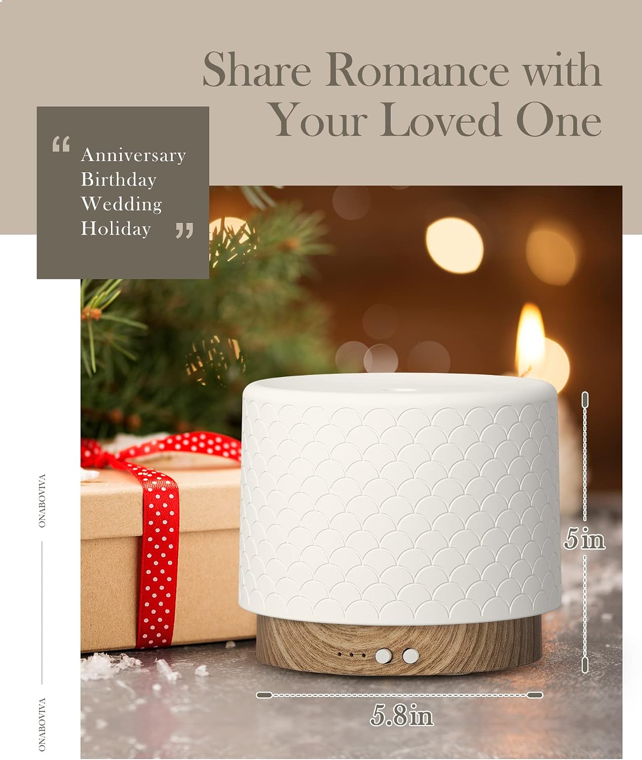 Essential Oil Diffuser - 280ml Ceramic Diffuser for Large Room & Commercial Use, 2.4MHz Aromatherapy Diffuser with Cool Mist Humidifier & Night Light, Ideal for Bedroom, Office, Yoga, Spa, Gifts