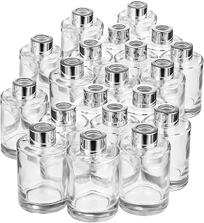 Wesiti 20 Packs Reed Diffuser Bottles Empty Refillable Glass Jars 4 oz Diffuser Bottles with Silver Caps for Essential Oil Home Fragrance Living Room Bathroom DIY Decor