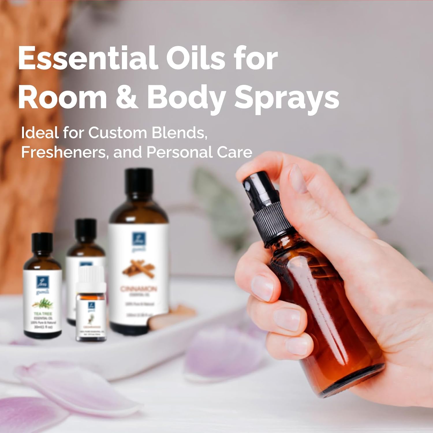 GM Gumili Peppermint Essential Oil - 100% Pure Natural Oil for Aromatherapy Diffuser, Room Spray, Skin Care, Hair Growth & Cooling Relief - 10mL Glass Bottle