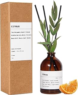 Reed Diffuser Set, Citrus Scent, 3.4 fl oz, Home Fragrance Reed Diffuser for Bathroom & Bedroom Decor
