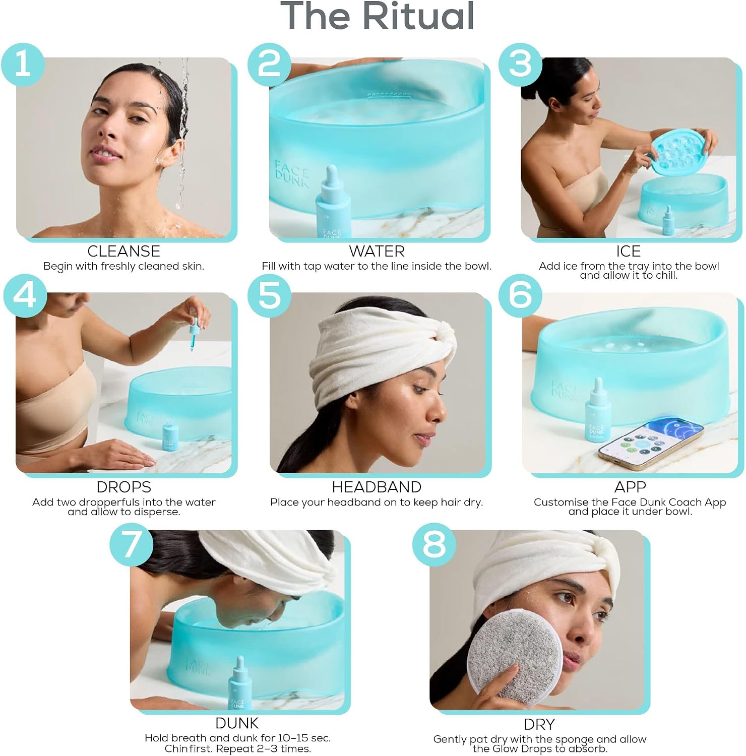OG Hydrate Kit - Hydrating Ice Facial Kit for Glowing Skin and De-Puffing - At Home Cryo Facial Bowl with Hyaluronic Glow Drops for Hydration and Skin Barrier Care