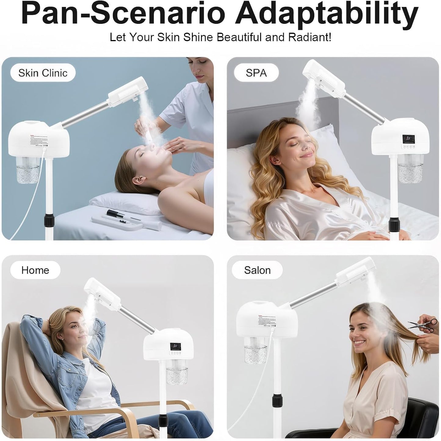 Professional Facial Steamer, 2 in 1 Ionic Ozone Steamer, Mist Face Steamer Salon Spa Beauty Skin Care Equipment for Salon Spa Home Beauty Equipment