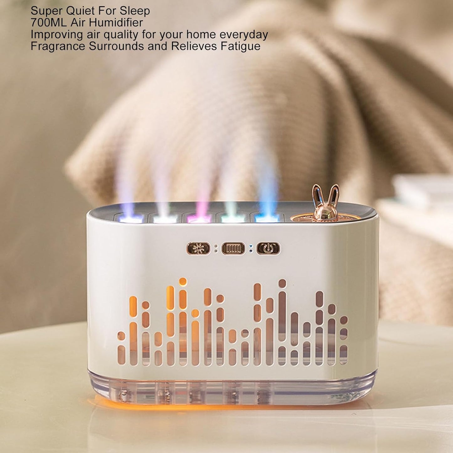 ​Flame Essential Oil Diffuser, 700ml RGB Color Changing Music Sync Air Diffuser Cool Mist Humidifier Super Quiet Auto Shut Off Diffuser with 2 Mist Modes for Large Room