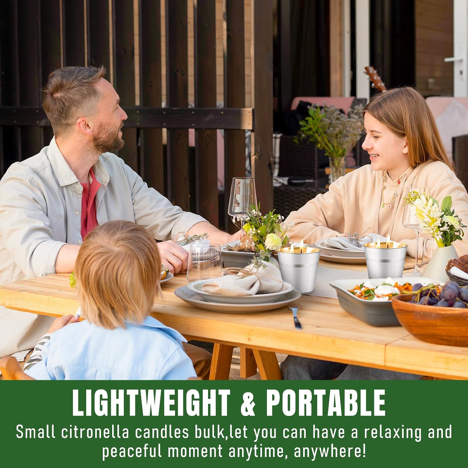 Whaline 4Pcs Citronella Candles Outdoor Large 3-Wick Soy Wax Scented Summer Iron Bucket Candles for Wedding Birthday Outside Indoor Patio Home Garden Yard Balcony Camping Porch BBQ