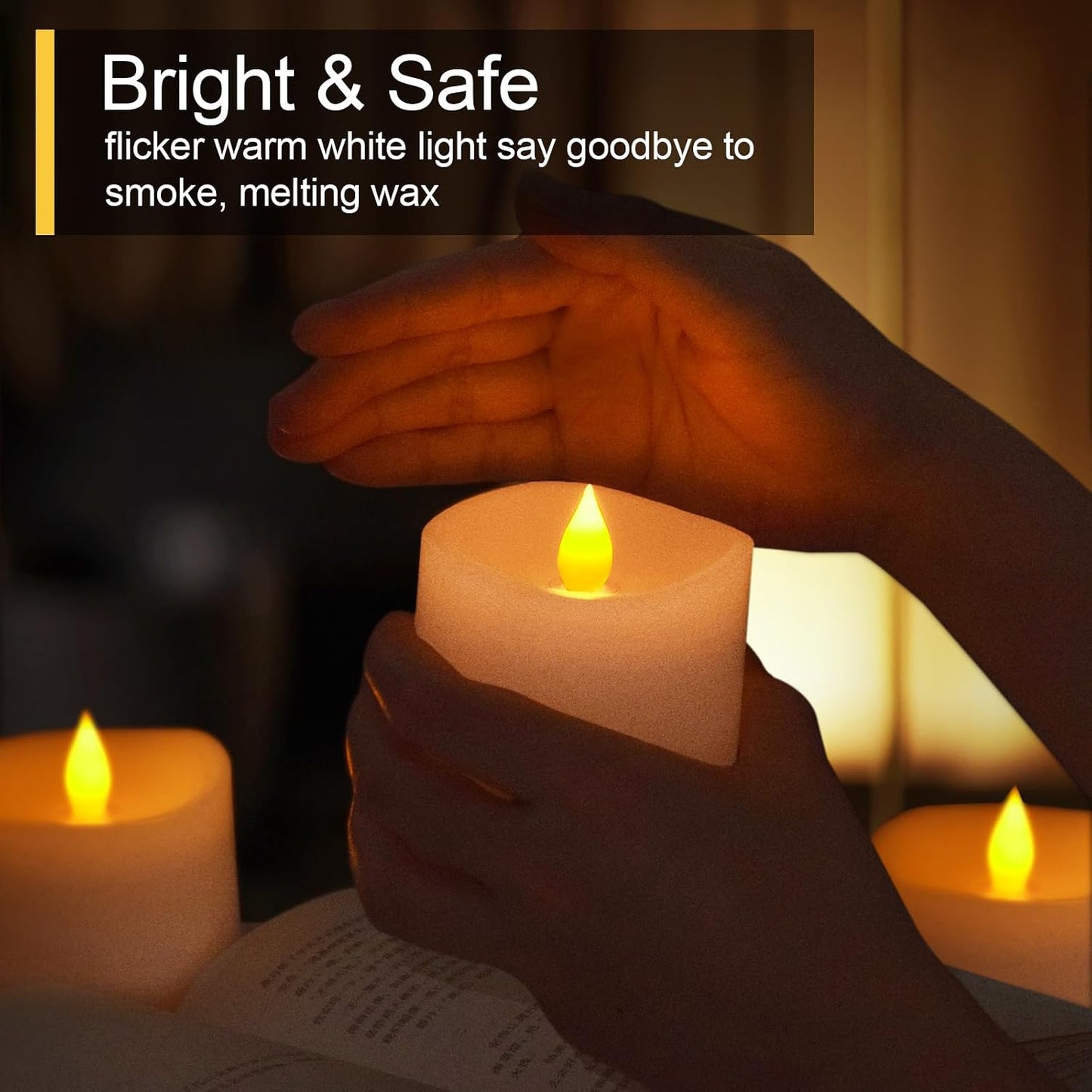 3x4 Flameless Candles with Remote Set of 3, 4 inch Battery Candles Flickering with Timer, LED Pillar Candle for Indoor/Outdoor, White