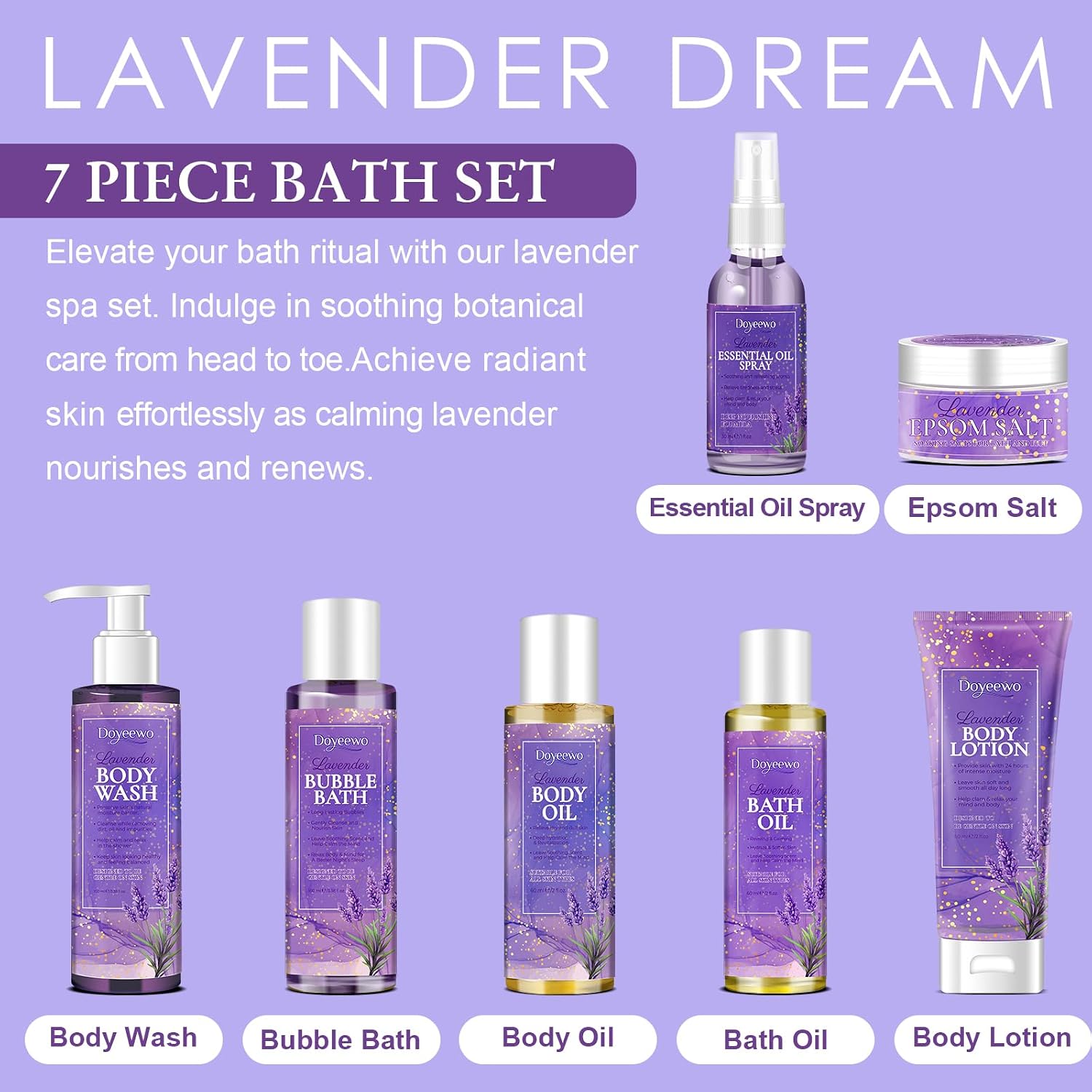 Spa Gifts for Women,Bath Body Care Wash Christmas Gifts Baskets for Women,Relaxation Calming Lavender Spa Set Home Self Care Shower Kit Birthday Valentines Stocking Stuffers for Mom Wife Sister