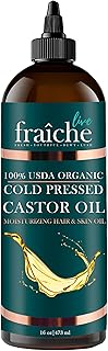 Organic Castor Oil (16oz) - Pure Castor Oil Organic Hexane Free Cold Pressed Unrefined Bottle - Natural Hair Growth Oil for Moisturizing & Healing Dry Skin - Castor Oil for Skin & Hair Treatment Oil