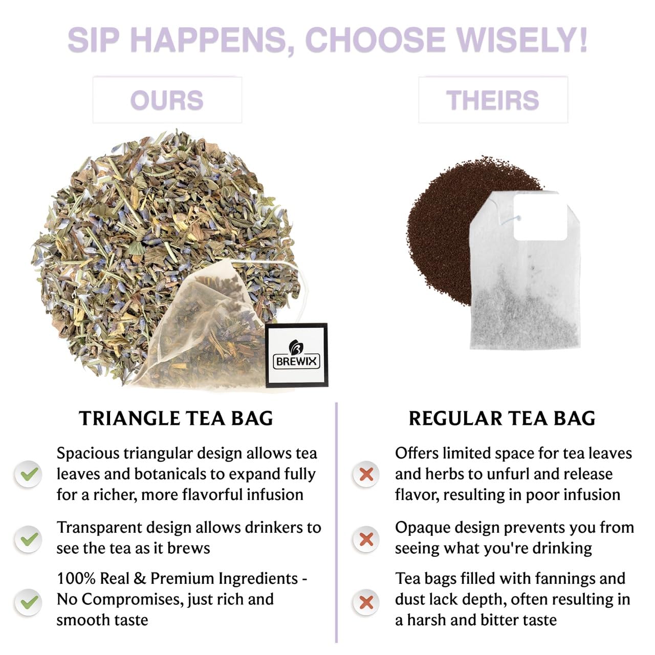 BREWIX, Lavender Mint Evening Blend Herbal Tea (25 Pyramid Tea Bags) Relaxaing & Calming Caffeine Free Tea with Peppermint, Lavender, Rosemary & Licorice Root | Naturally Sweet, No Sugar Added | Wind Down Herbal Tea