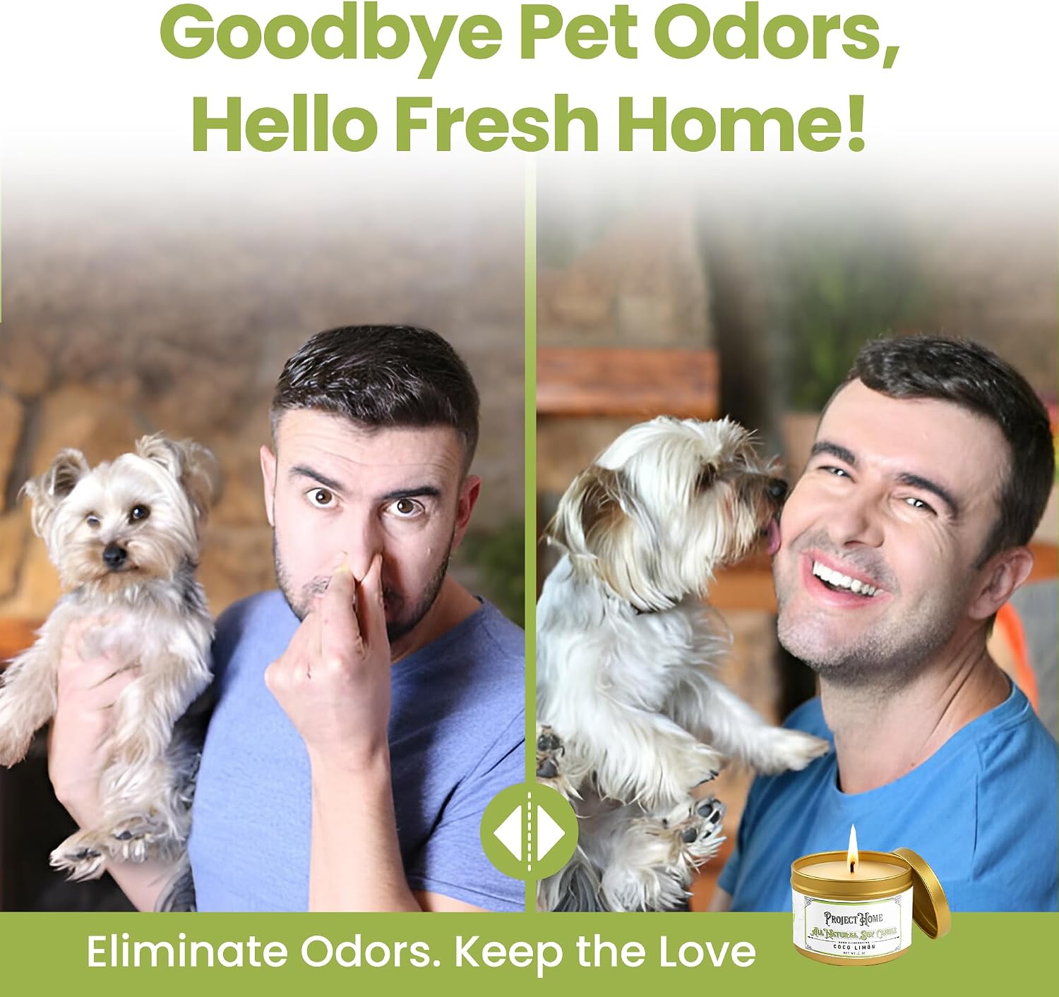 Coco Limone Pet Odor Eliminator Candle, Coconut Lime Scent, 6oz, Eco-Friendly Soy Wax, Made in USA, Pet-Safe, Natural Odor Removal Candle, Non-Toxic, Phthalate-Free, Cotton Wick