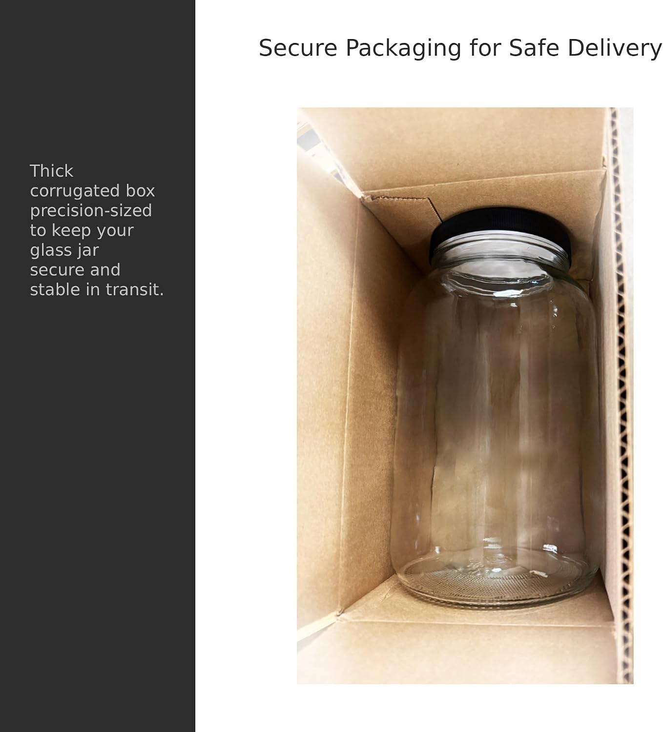 North Mountain Supply 1 Gallon Glass Jar Wide Mouth with Black Plastic Lid - USDA, BPA-Free, Made in the USA - for Fermenting, Storing, Canning, and Much More!