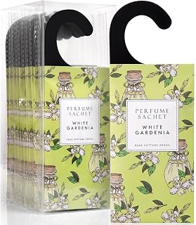 ROSE COTTAGE Large 12 Packs White Gardenia Hanging Closet Deodorizer Air Freshener Long Lasting Scented Sachets Smell Goods for House