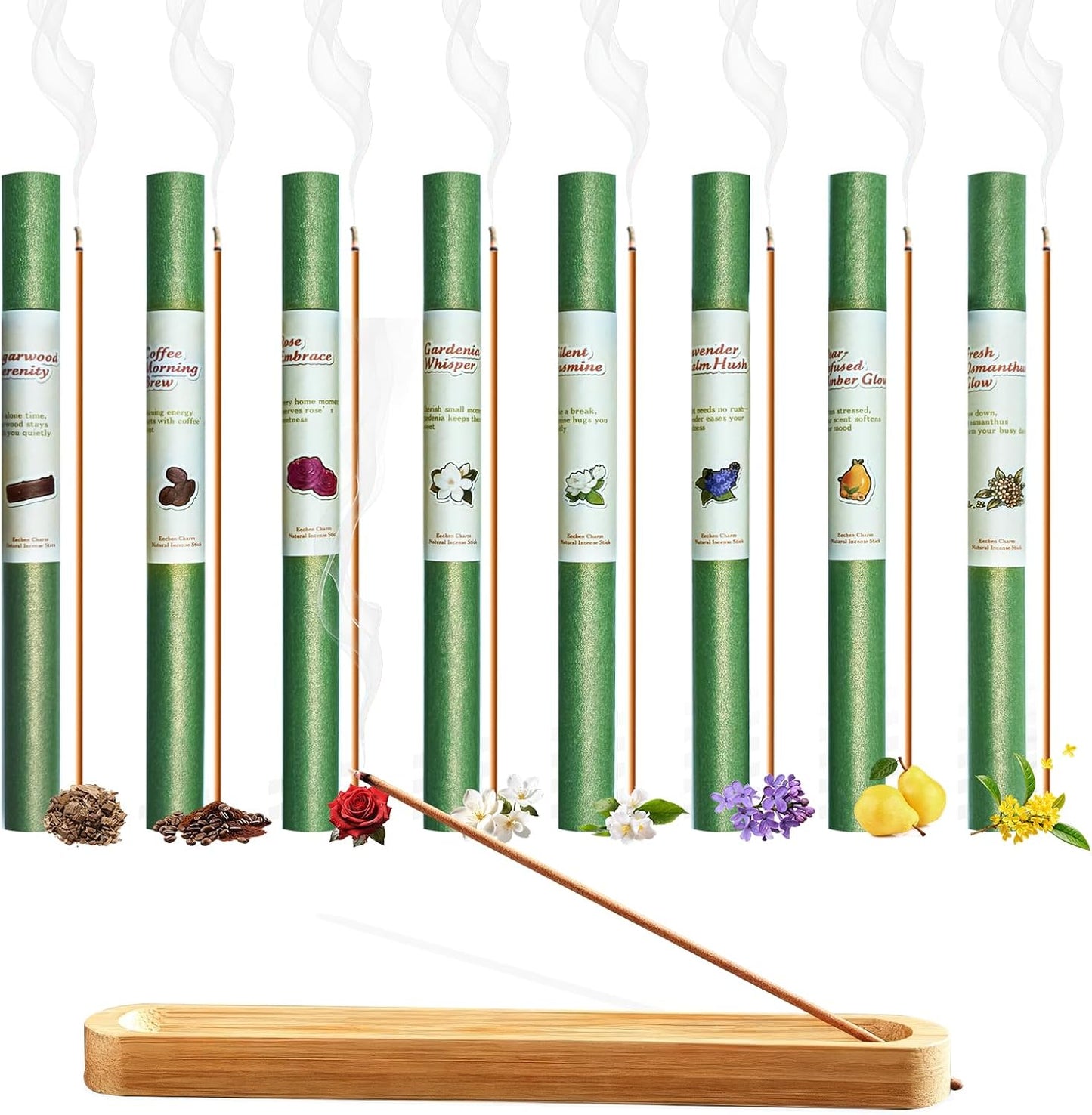8 Scents Incense Sticks Variety Pack - 200 Bulk Sticks, Sandalwood Floral & More, 7.87 Inch Long Lasting Natural Aromatherapy Incense for Meditation Yoga Home Fragrance