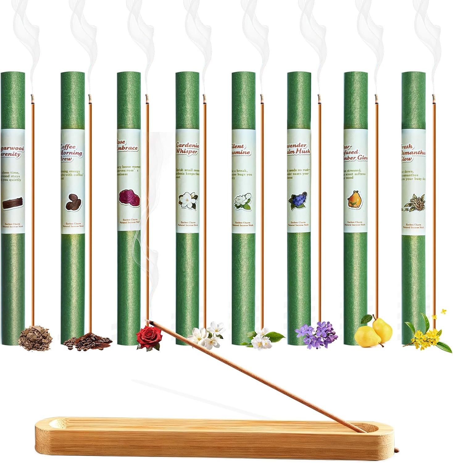 8 Scents Incense Sticks Variety Pack - 200 Bulk Sticks, Sandalwood Floral & More, 7.87 Inch Long Lasting Natural Aromatherapy Incense for Meditation Yoga Home Fragrance