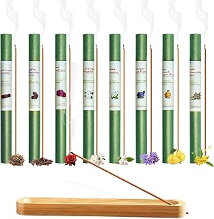 8 Scents Incense Sticks Variety Pack - 200 Bulk Sticks, Sandalwood Floral & More, 7.87 Inch Long Lasting Natural Aromatherapy Incense for Meditation Yoga Home Fragrance